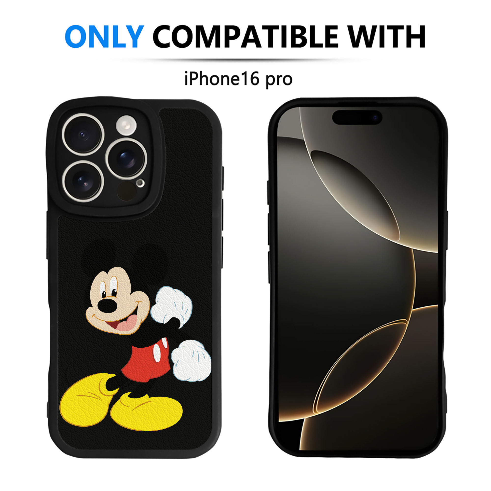 （画像用） ミッキーマウス Mickey Mouse 【iPhone 16シリーズ対応】シリコンスマホケース（レザー調） 材質：シリコン